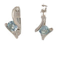 SILVER BLUE TOP CROSS OVER BACK LEVER LATCH EARRINGS