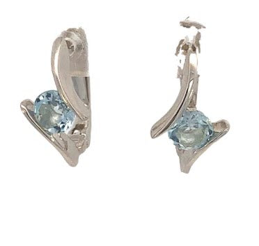 SILVER BLUE TOP CROSS OVER BACK LEVER LATCH EARRINGS