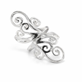 Silver cut out swirly long ring