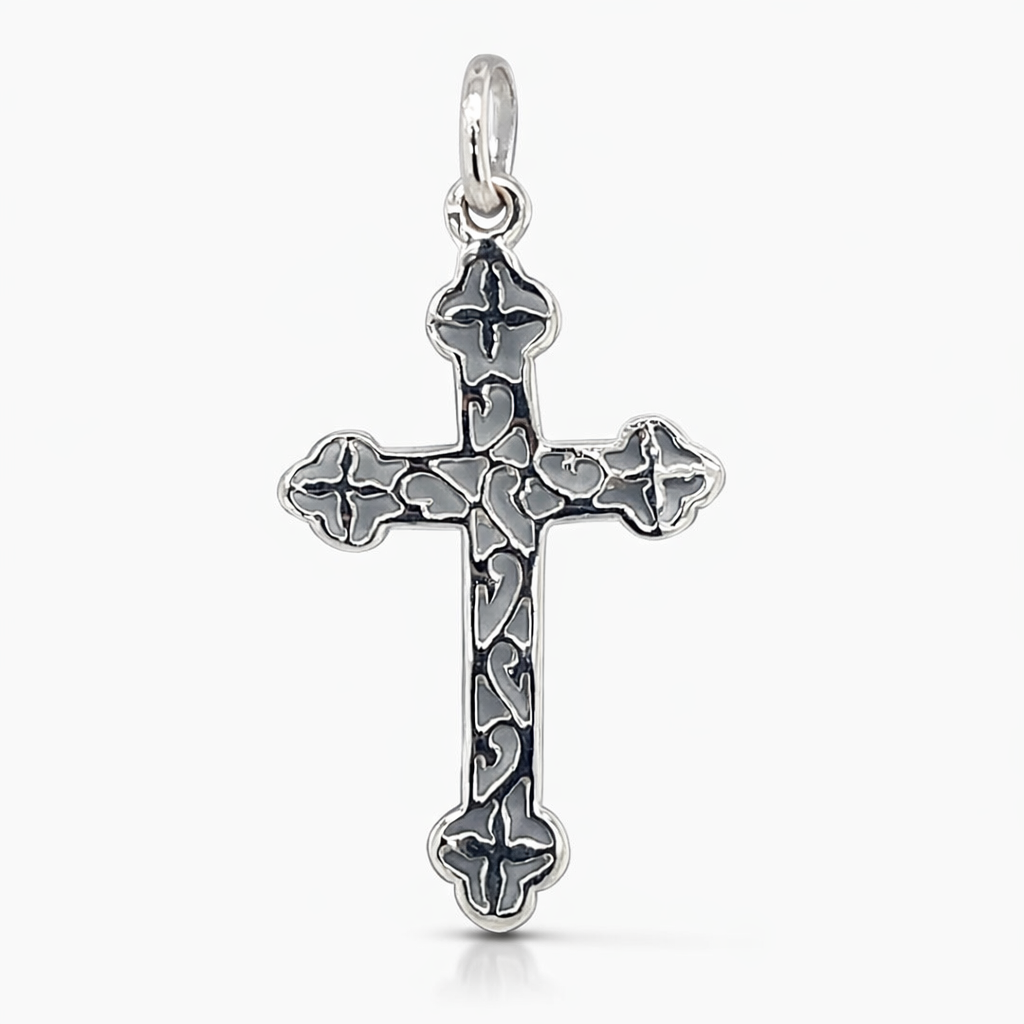 SILVER FILIGREE SCALLOP ENDS CROSS
