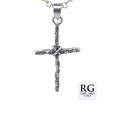 SILVER OXIZED BEADED CRISS CROSS, CROSS