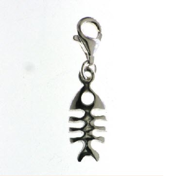 SILVER FISH BONE CHARM