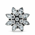 Silver blue topaz flower ring