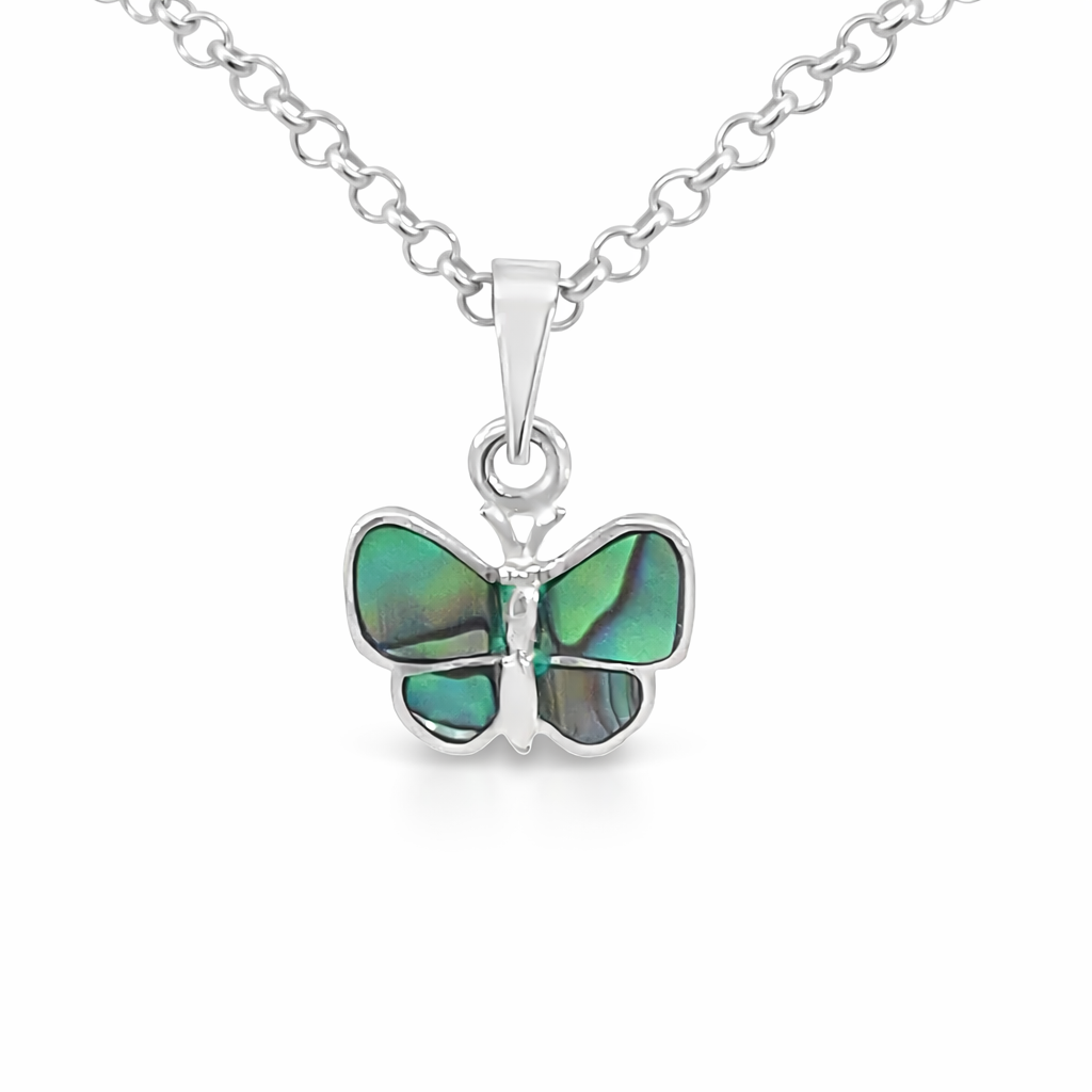 SILVER & ABALONE BUTTERFLY PENDANT