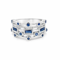 Silver blue sapphire cz ring