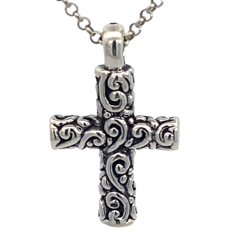 SILVER OXIZED ELECTRFORM TWIRLY TUBE CROSS