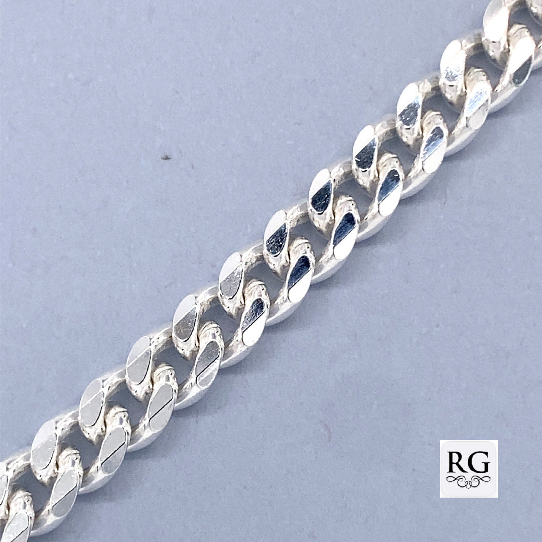 SILVER BEVEL EDGE CURB LINK BRACELET