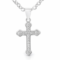 Silver cz pave scallops ends cross