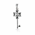 Silver 4 leaf clover key pendant