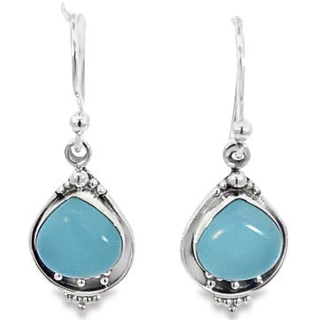 SILVER CHALCEDONY TEARDROP BOHO DROP EARRINGS