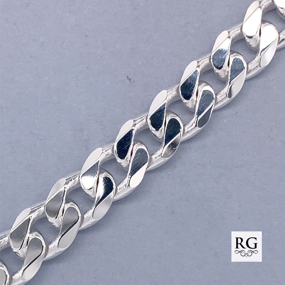 SILVER BEVEL EDGED CURB LINK BRACELET