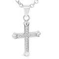 Silver cz pave plain scallops ends cross