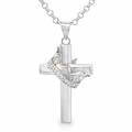 Silver cz pave crown on plain cross