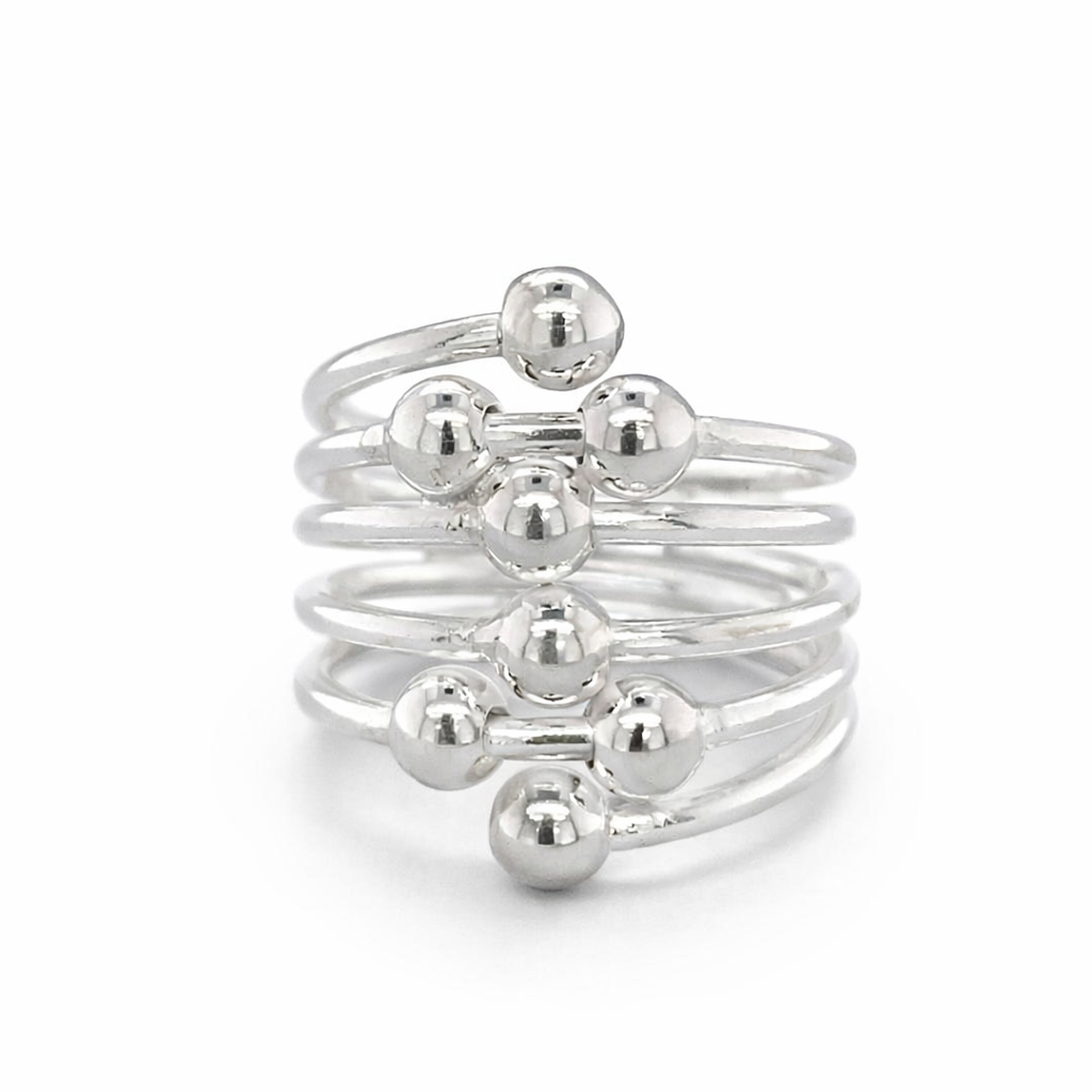 Silver 5 Strand Ball Ring