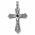 SILVER OXIDIZED MILLGRAIN OPEN CUT CROSS