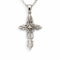 SILVER OXIDIZED OPEN CUT FRILLY CROSS