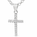 Silver cz pave claw set cross