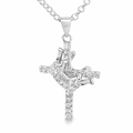 Silver crown on cz pave cross