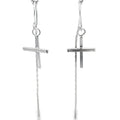 Silver cross on chain earrings
