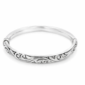Silver oxidized electroformed filigree hinge bangle