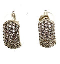 SILVER 5 STRAND CZ PAVE OVAL HUGGIES EARRINGS