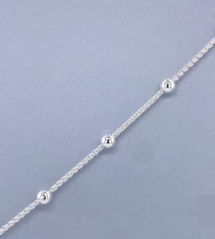 SILVER BALLS ON WHEAT LINK CHAIN - 50cm