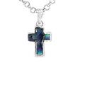 SILVER ABALONE TUBE SET CROSS