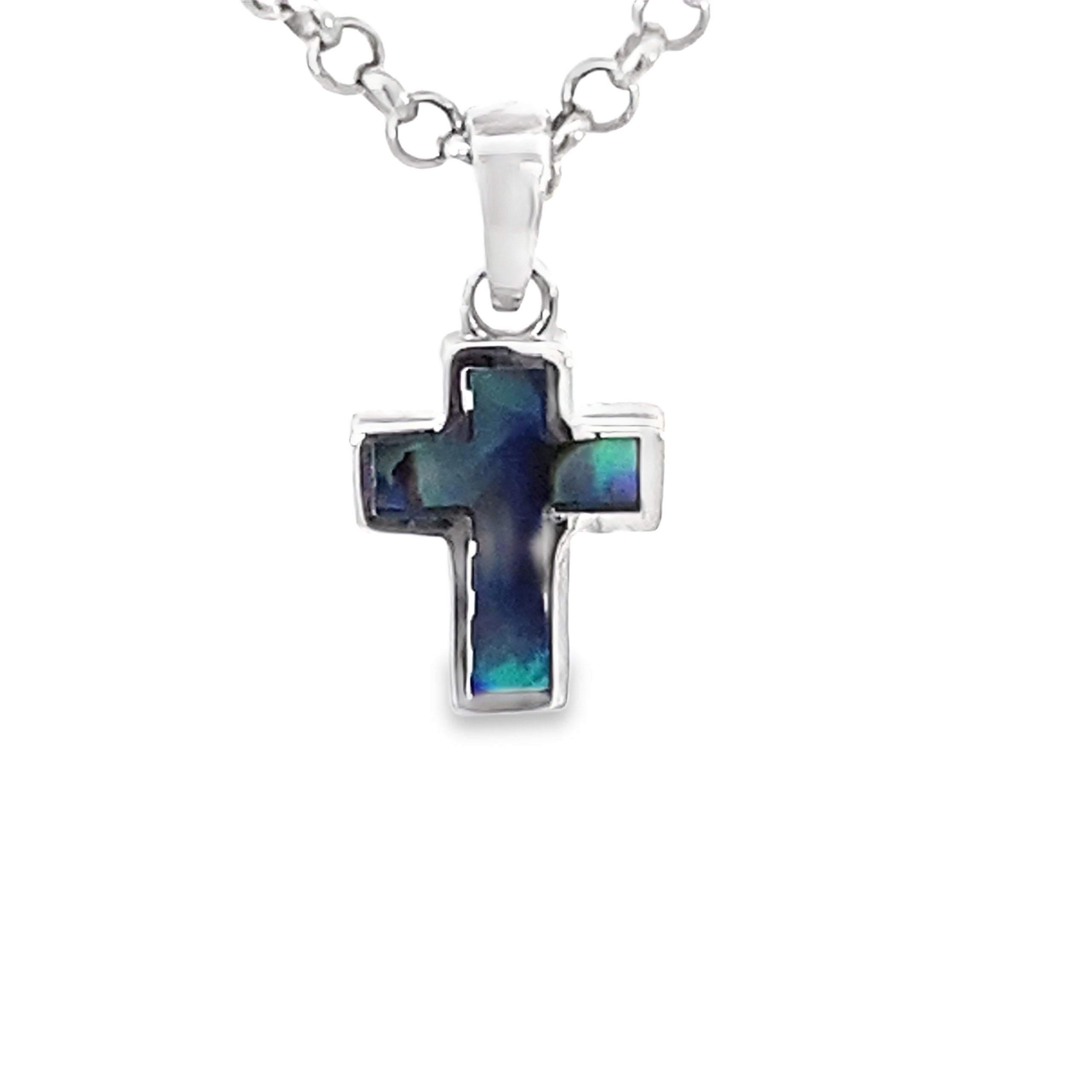 SILVER ABALONE TUBE SET CROSS