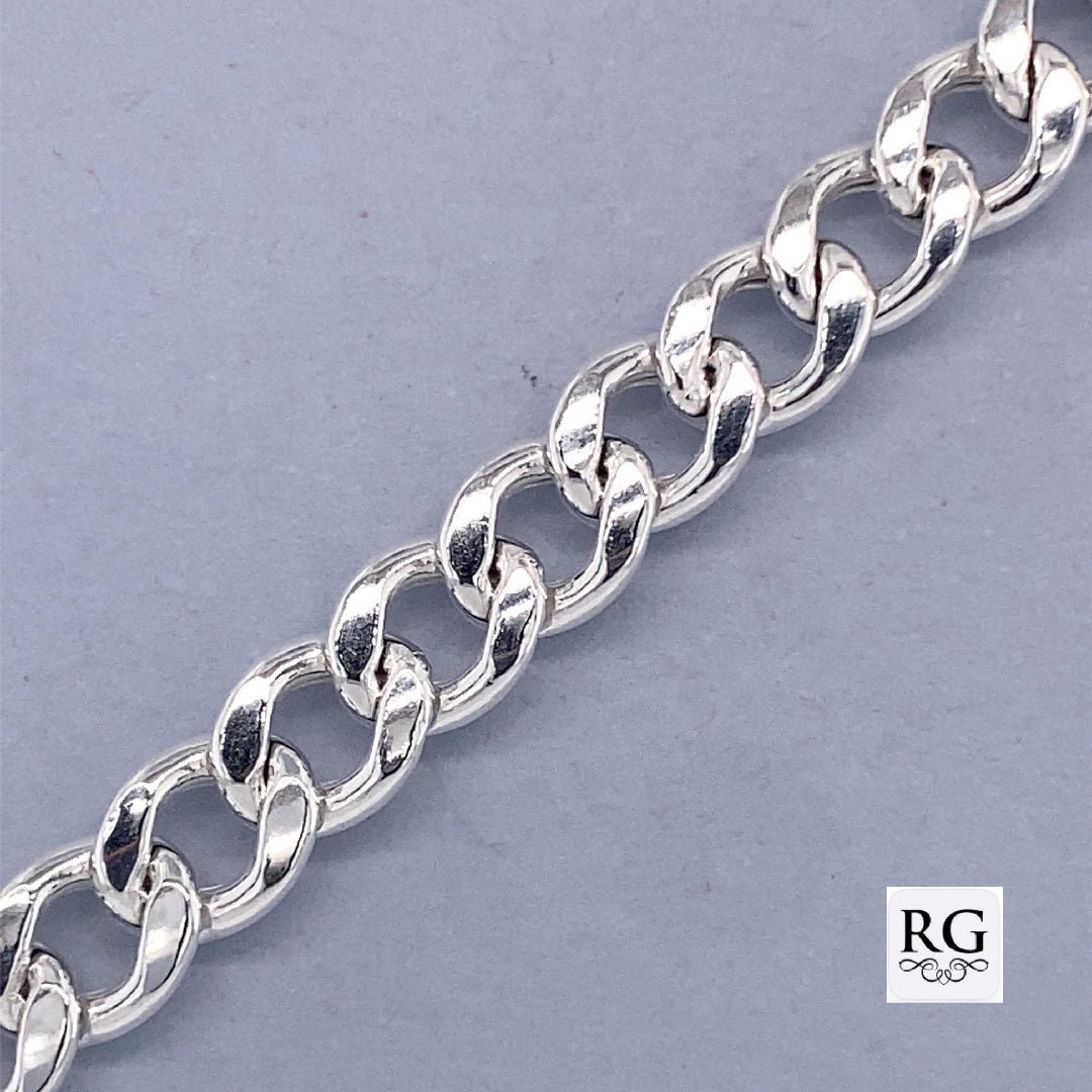 SILVER CURB LINK ARM CHAIN