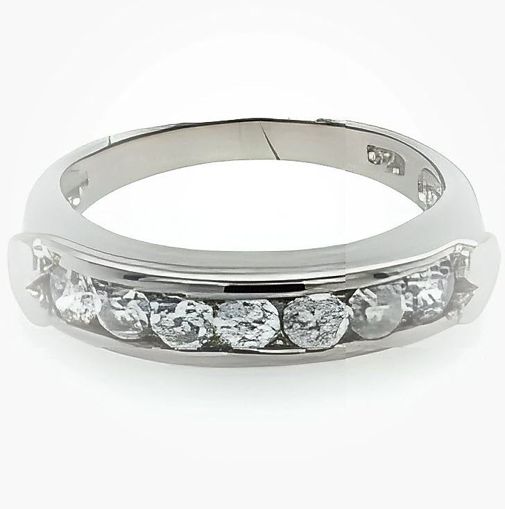SILVER CZ PAVE CHANNEL SET ETERNITY BAND