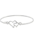 SILVER DOUBLE HEART HINGED BANGLE
