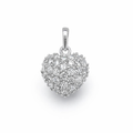 Silver cz pave heart pendant