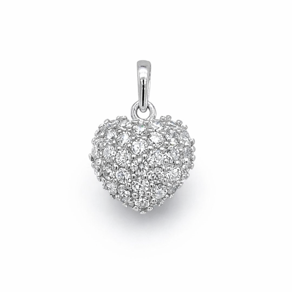 SILVER CZ PAVE HEART PENDANT