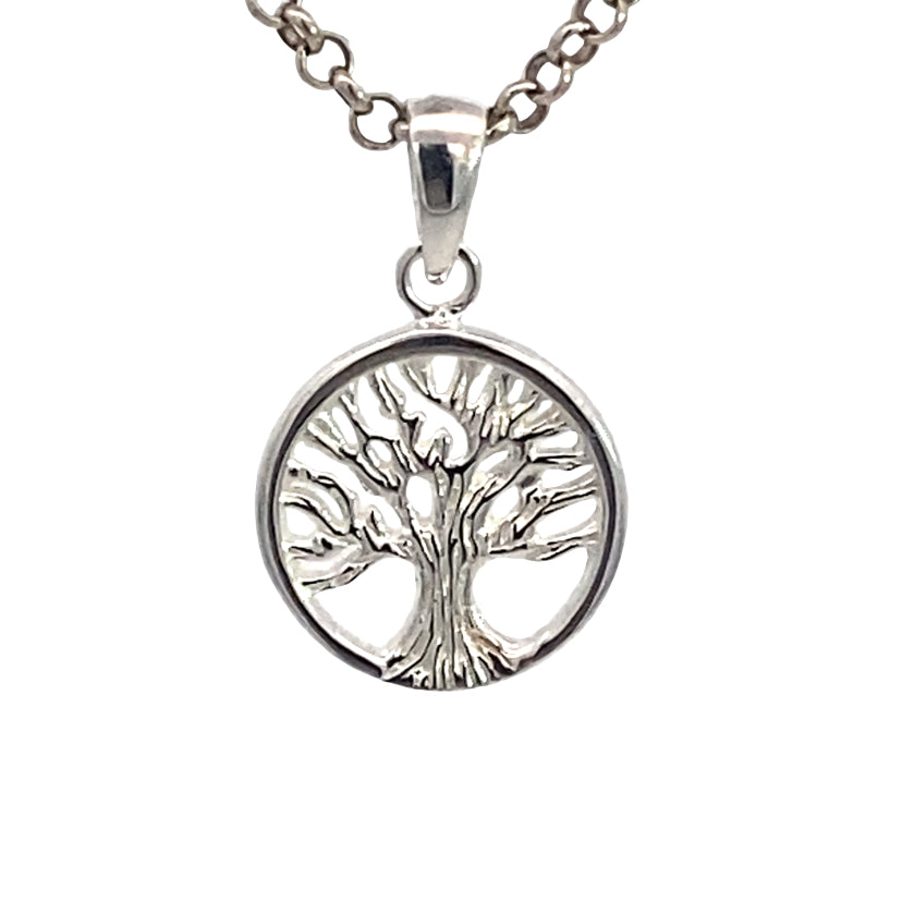 SILVER OPEN ETCH TREE OF LIFE ROUND PEND