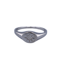Silver cz pave bethlehem star oval signet ring