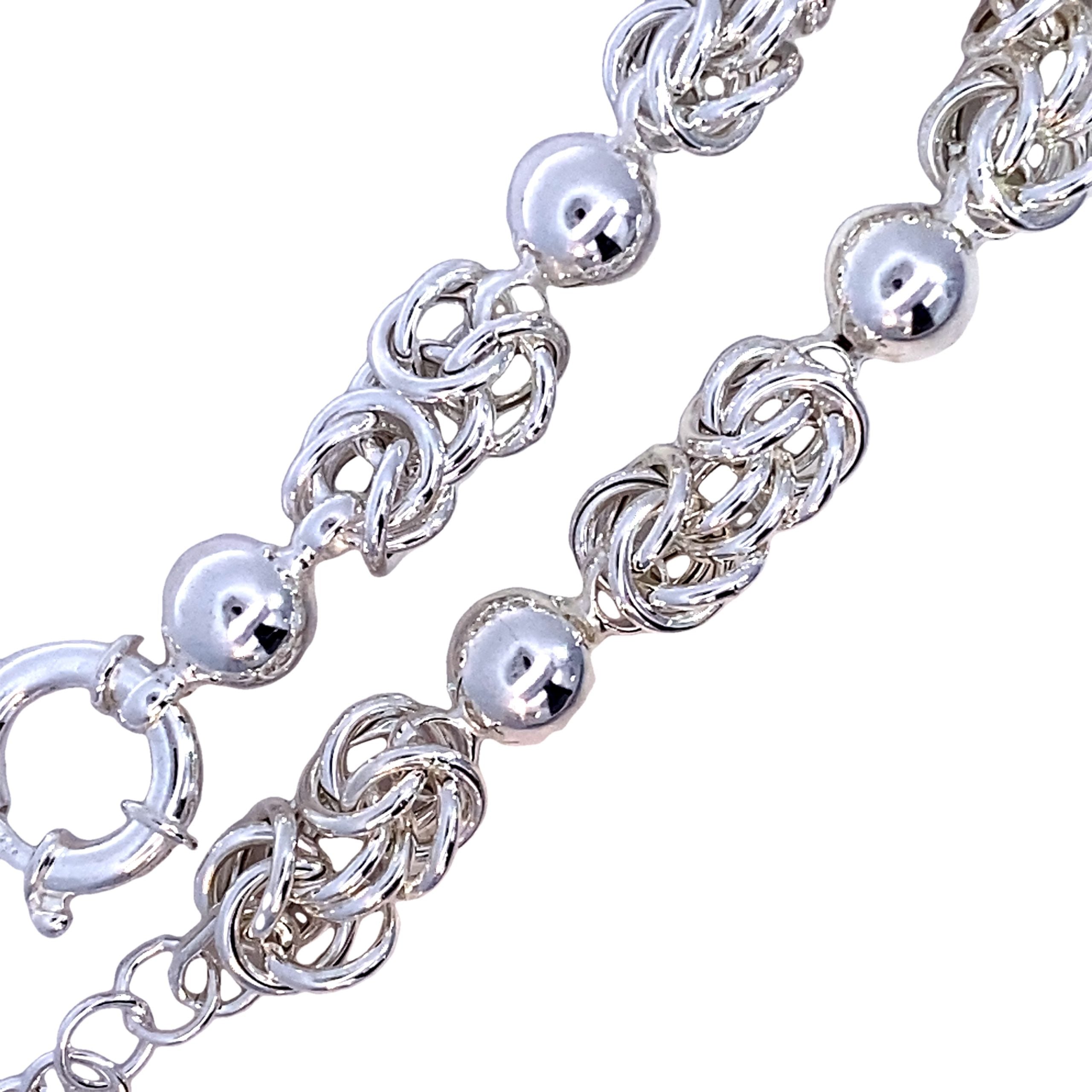 SILVER BYZANTINE & BALL LINK BRACELET