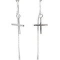 SILVER CROSS ON CHAIN EARRINGS