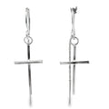 Silver cross on chain earrings