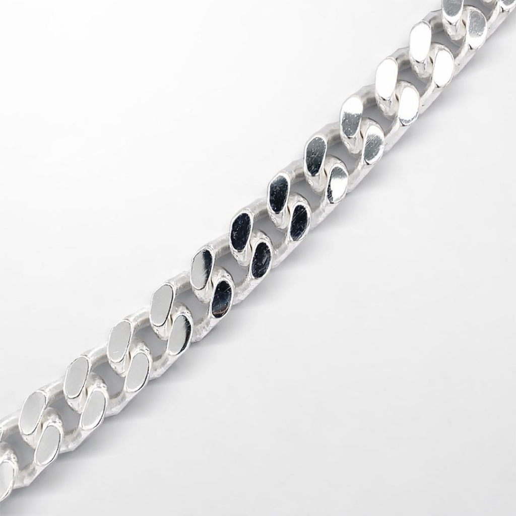 SILVER SOLID CURB LINK CHAIN