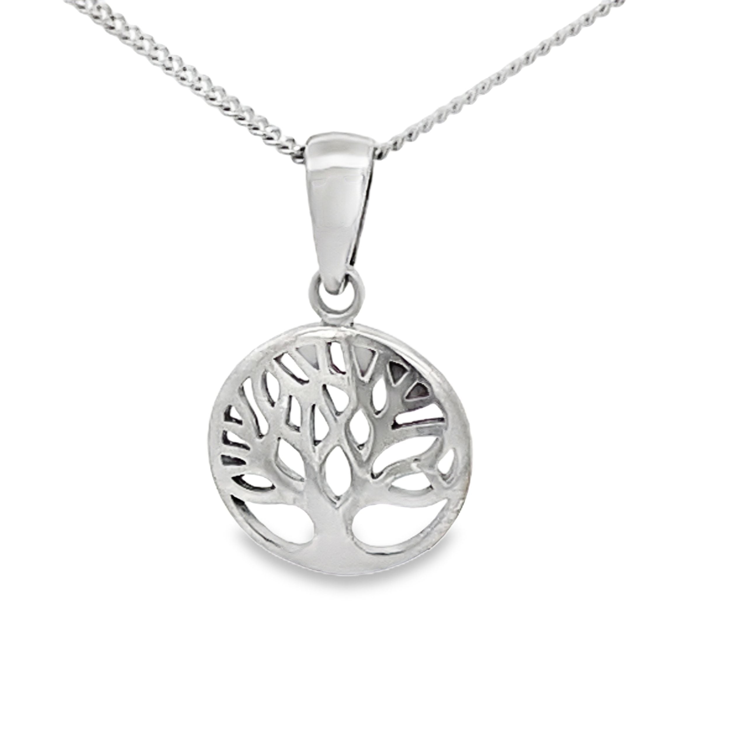 SILVER OXIATED PLAIN OPEN ROUND TREE OF LIFE PENDANT