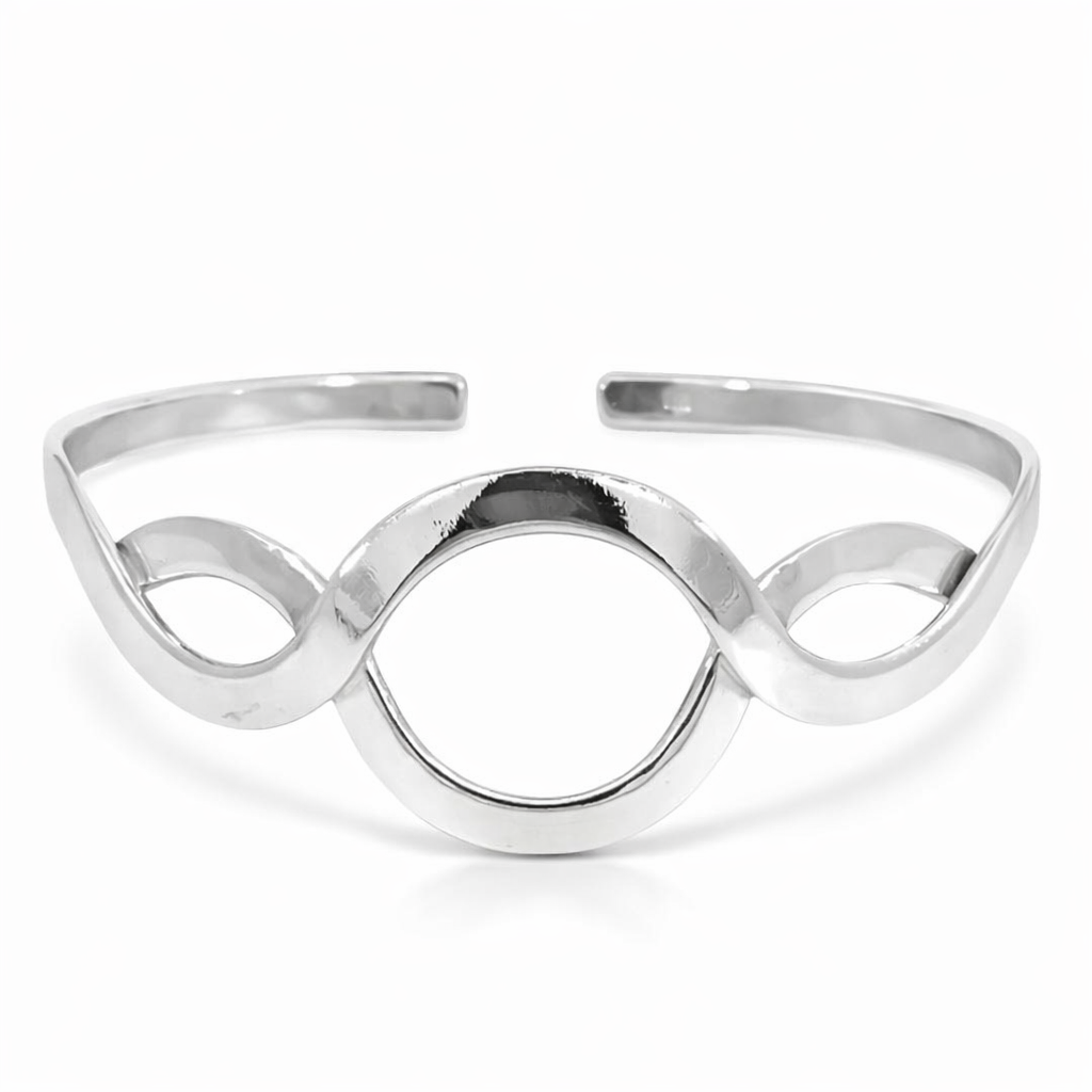 Silver open wavy cuff bangle