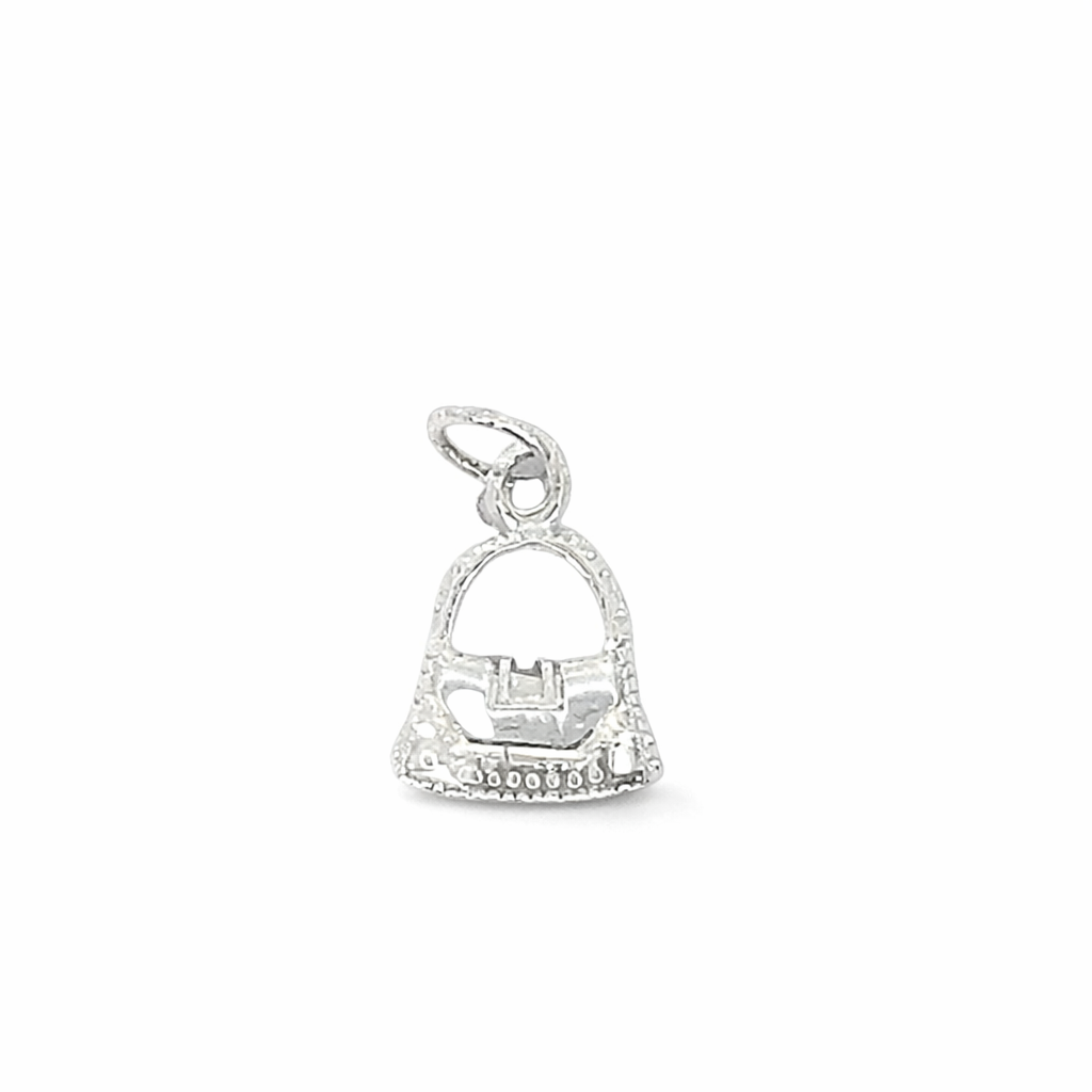 Silver hollow millgrain handbag charm