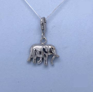 SILVER CZ HOLLOW ELEPHANT CHARM