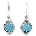 Silver chalcedony teardrop boho drop earrings
