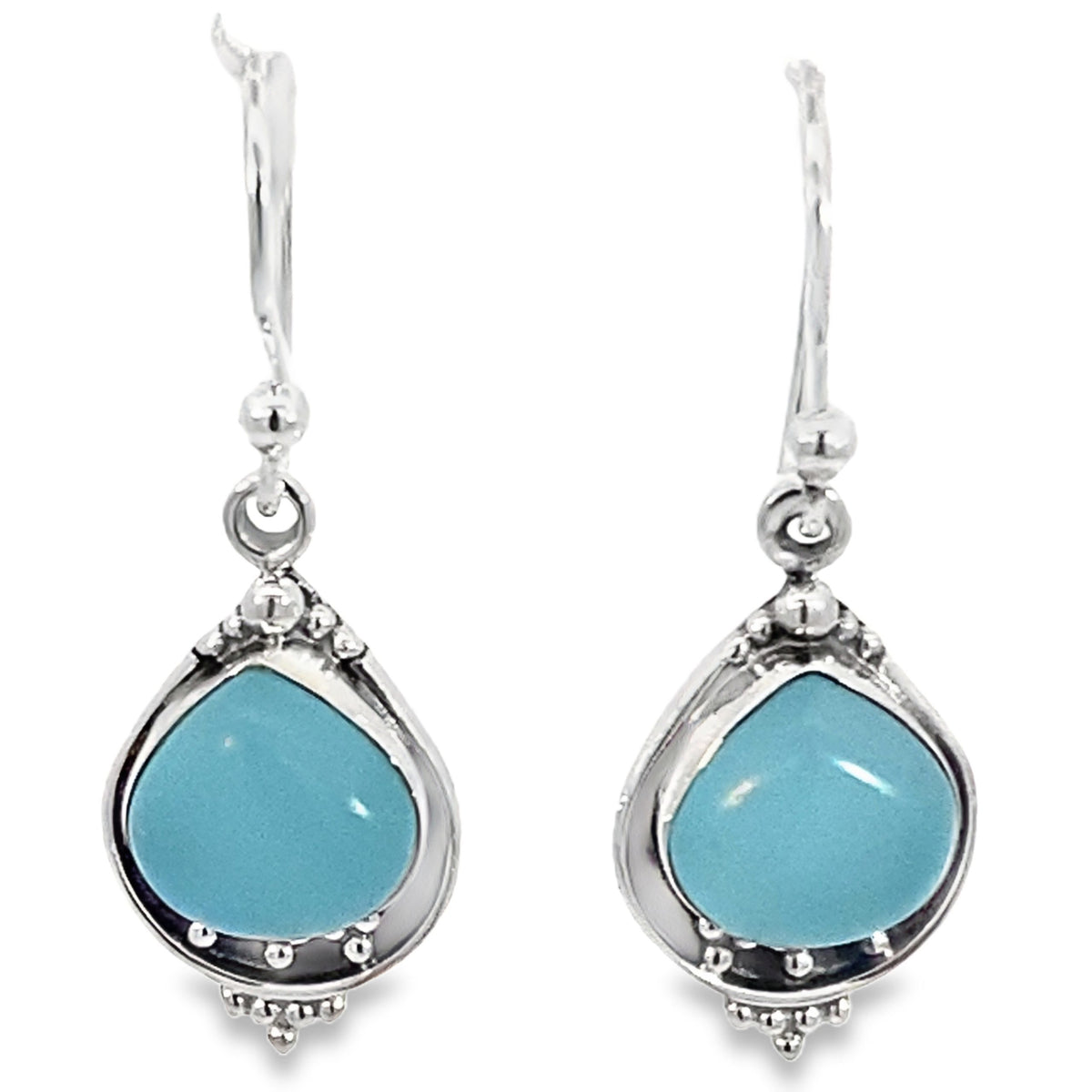 Silver chalcedony teardrop boho drop earrings