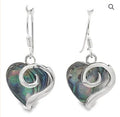 SILVER ABALONE HEART DROP EARRINGS