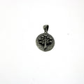 SILVER OXIDATED RAISED TREE OF LIFE ROUND DISC PENDANT