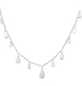 SILVER 15X ROUND & TEARDROP CZ’S ON ANCHOR CHAIN - 45cm