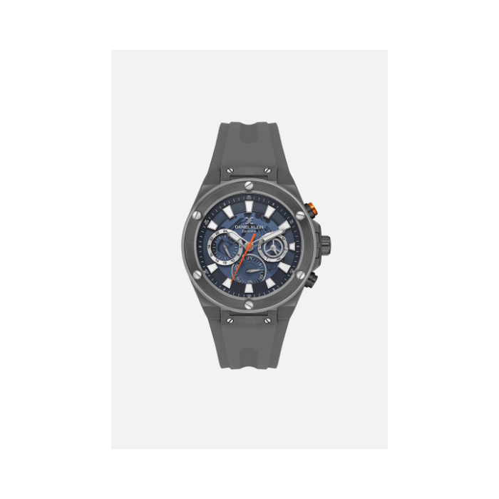 Men's DANIEL KLEIN Gunmetal Silicone Multifunction Watch