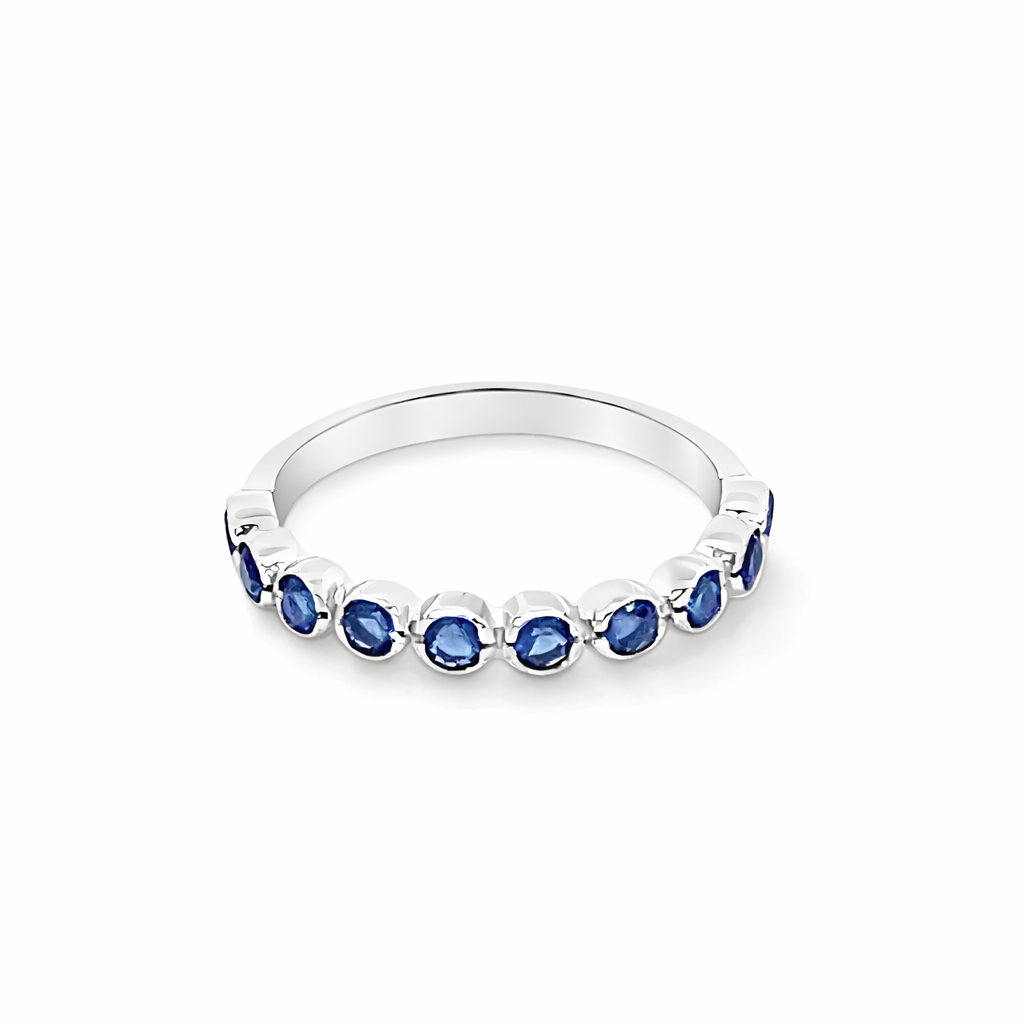 Silver millgrain bezel set eternity ring